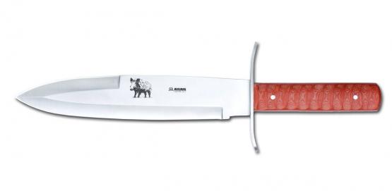 AKAH Saufänger 440 Stahl Micarta Rot mit Lederetui