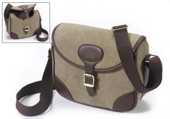 Fritzmann Jagdtasche Segeltuch, Kunstleder beige/braun mit Schnalle