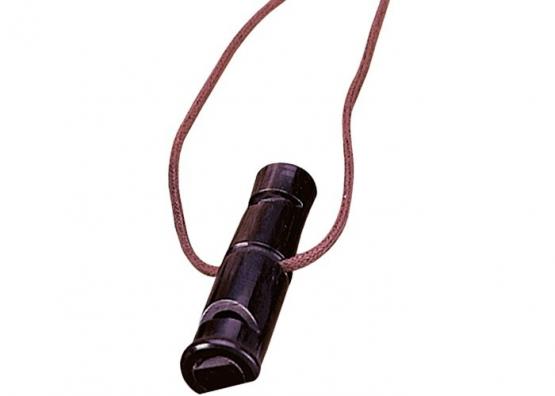 Hundepfeife Down-Doppelpfeife 60mm Echthorn mit Lederband