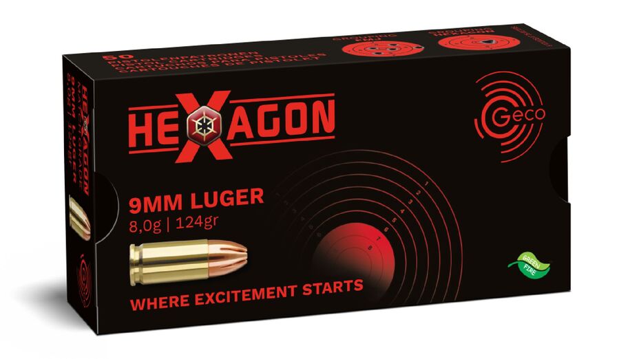 Geco 9mmLuger Hexagon SX 124grs.