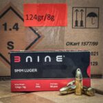 BNine 9mmLuger – 124grs / 8,0 g – Vollmantel (FMJ) – 245,00€ per 1000 Schuss
