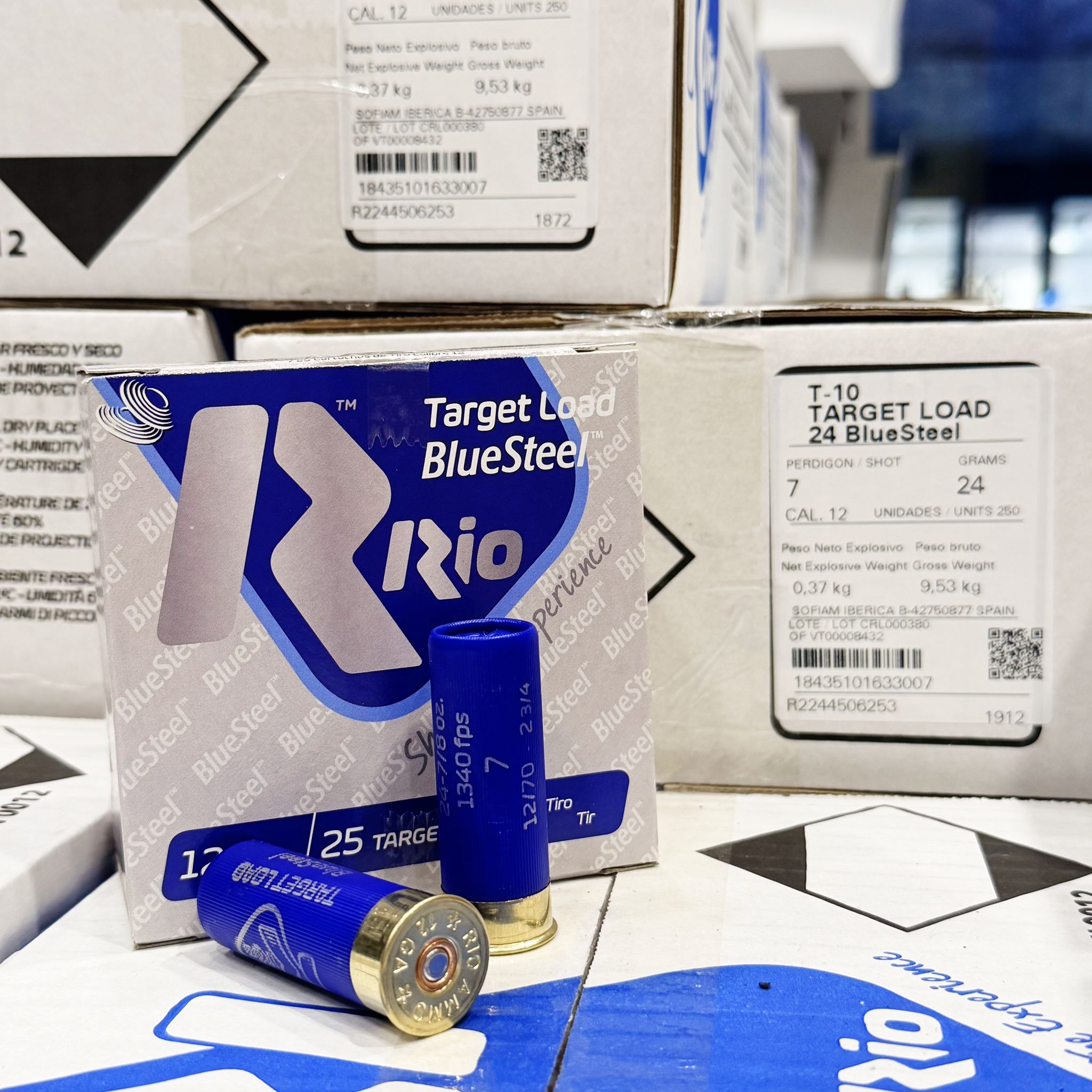 RIO Target Blue Steel 24g 12/70 2,5mm | Trap Stahlschrote sportlich – 95,00€ per 250 Schuss – TRAP STAHL