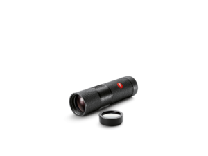 Leica Monovid 8x25 Black – Schrägansicht mit Nahlinse, schwarz beledert